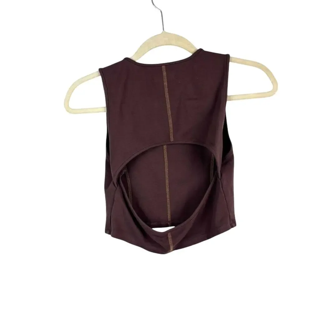 MINIMALIST Brown Crop Tank – Glassons Neutral Basic Open Back – Size M - Picture 2 of 6